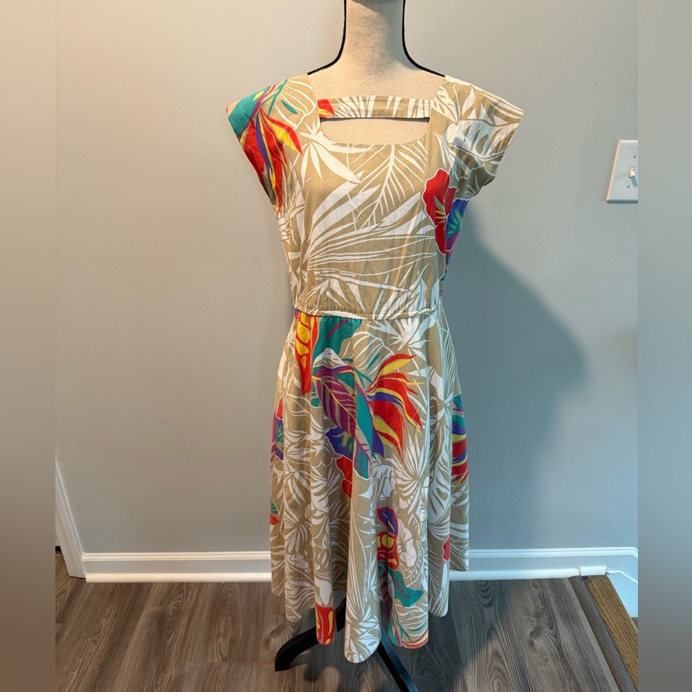 Brenner Vintage Dress Palm Leaf Hawaiian Beach Vacation Women’s size 7 / 8 USA